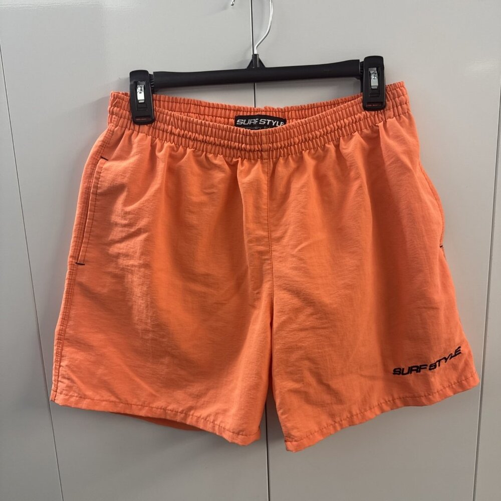 Vintage Surf Style Swim Trunks Men’s Size Medium Mesh Lined Coral Retro USA - C9